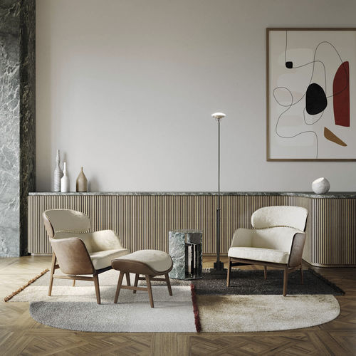 Poltrona contemporanea - Dafne - Capital Collection - in tessuto / con schienale alto / beige