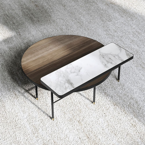Tavolino basso contemporaneo - Parure - Capital Collection - in legno / in marmo / con supporto in metallo