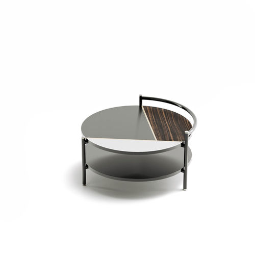 Tavolino basso contemporaneo - Oliver - Capital Collection - in legno laccato / in marmo / con supporto in metallo