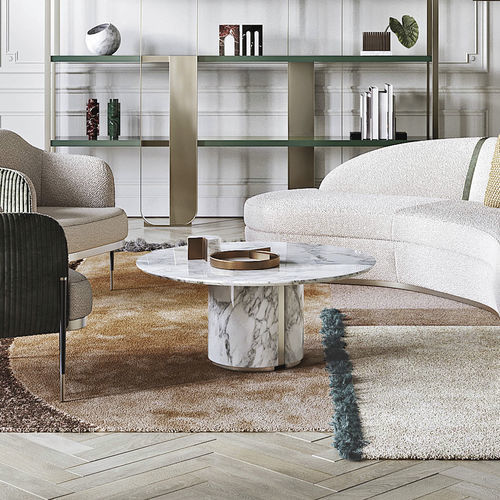 Tavolino basso contemporaneo - Ercolino - Capital Collection - in marmo / con supporto in metallo / con supporto in marmo