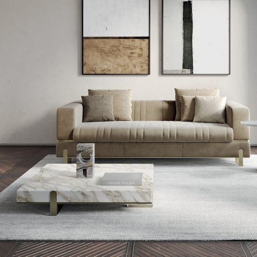Tavolino basso contemporaneo - Grand .23 Q  - Capital Collection - in metallo / in marmo / con supporto in metallo