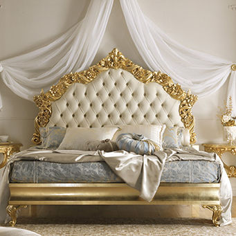 Letto matrimoniale - VERDI - Casa +39 Arte & Stile - classico / con testiera imbottita / in legno laccato