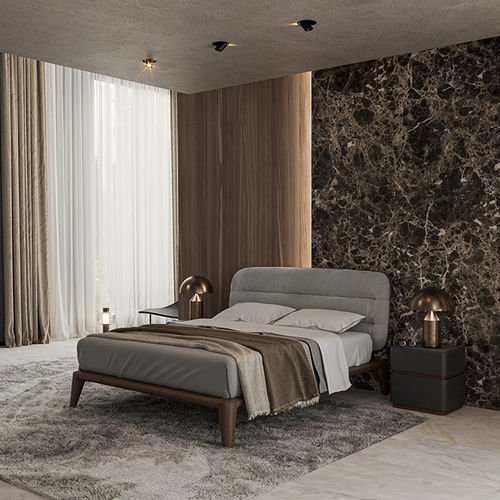Letto matrimoniale - ISLAND - De-code, Lattas Nik. Spyridon - contemporaneo / con testiera imbottita / in rovere