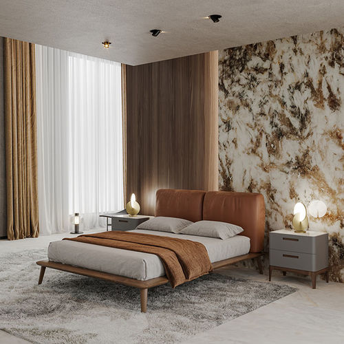 Letto matrimoniale - TOKYO - De-code, Lattas Nik. Spyridon - contemporaneo / con testiera imbottita / in tessuto