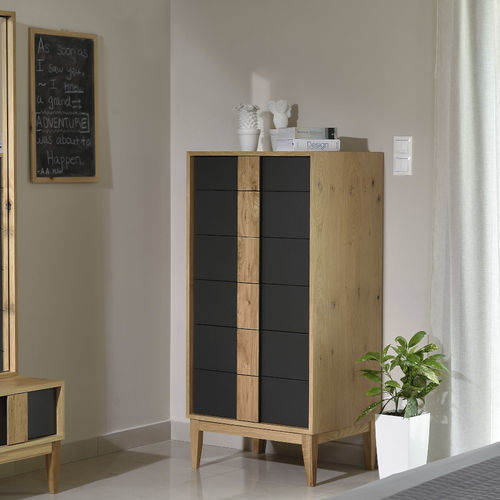Cassettiera contemporanea - KOREY - De-code, Lattas Nik. Spyridon - in legno laccato / in legno massiccio / nera