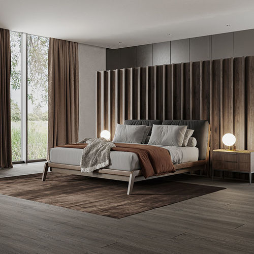 Letto matrimoniale - MARCO - De-code, Lattas Nik. Spyridon - contemporaneo / con testiera imbottita / in legno