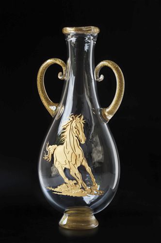 Vaso classico - DROP AMPHORA GOLD HORSE GALLOPING - Duccio di Segna srl - in cristallo