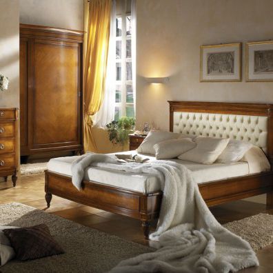 Letto matrimoniale - 7636GAM - Ebanart srl - classico / con testiera imbottita / in tessuto