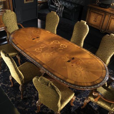 Tavolo da pranzo classico - MF008 - Ebanart srl - in legno / ovale / allungabile