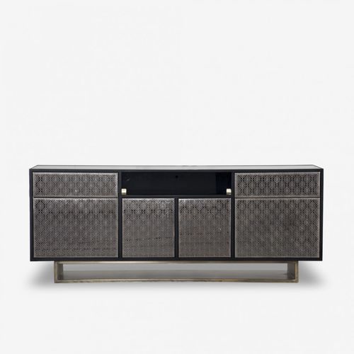 Credenza contemporanea - FAY - Estetik Decor - in legno / in vetro fumè / in pelle
