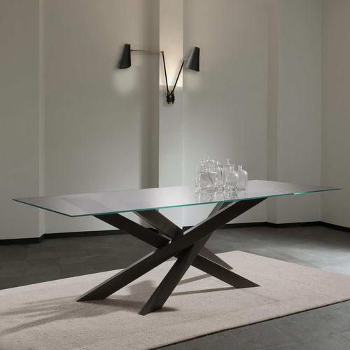 Tavolo da pranzo contemporaneo - COOPER - Formenti Arredamenti di Giorgio Formenti & C.snc - in cristallo / in metallo / rettangolare
