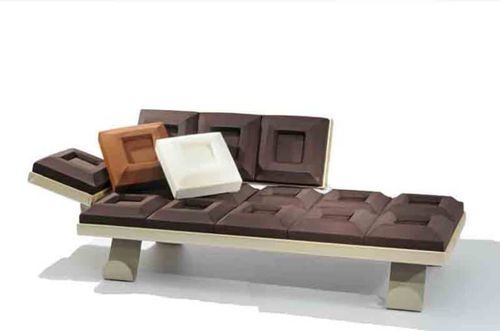 Dormeuse design originale - CIOCCOSOFÀ - Gugliermetto Experience - in tessuto / in legno / in acciaio con rivestimento a polvere