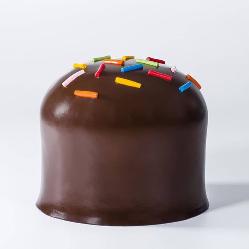 Pouf design originale - BIG EAT CIOCCOLATINO - Gugliermetto Experience - in poliuretano / tondo / fatto a mano