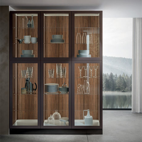 Credenza con alzata contemporanea - GENESI - Home srl - in legno / in vetro