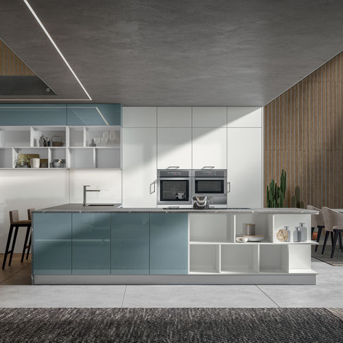 Cucina contemporanea - KLEE  - Home srl - in MDF laccato / in vetro / con isola
