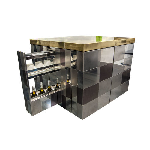 Cucina da esterno - Cubo - Laboratorio Mattoni - contemporanea / in ottone / in acciaio inossidabile lucido