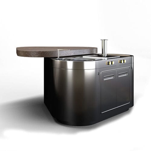 Cucina contemporanea - Matilde - Laboratorio Mattoni - in teak / in acciaio inossidabile spazzolato / a scomparsa