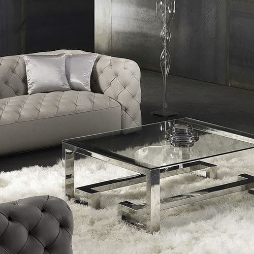 Tavolino basso contemporaneo - ABSOLUTE - Lof's - Interior - - in vetro / in metallo / quadrato