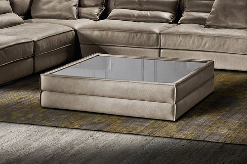 Tavolino basso contemporaneo - OPERA - Lof's - Interior - - in vetro / in bronzo / in pelle