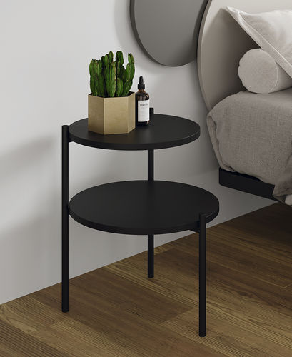 Tavolo d'appoggio contemporaneo - Eclipse - Mobenia - in laminato / con supporto in metallo / rotondo