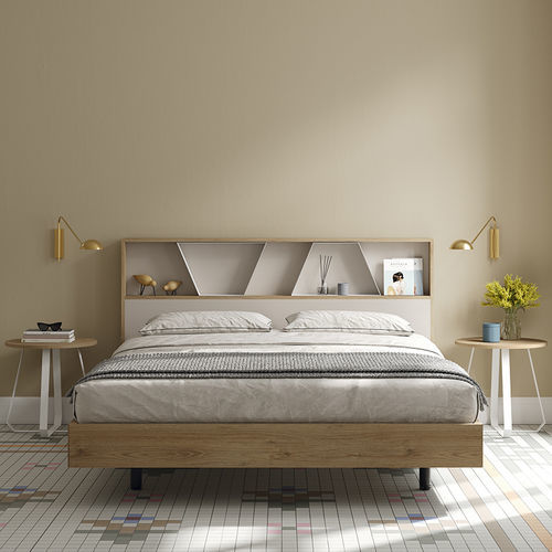 Testiera Letto Matrimoniale In Legno Massello Nantucket AFI - Finitura Toffee Chiaro Con Porte USB