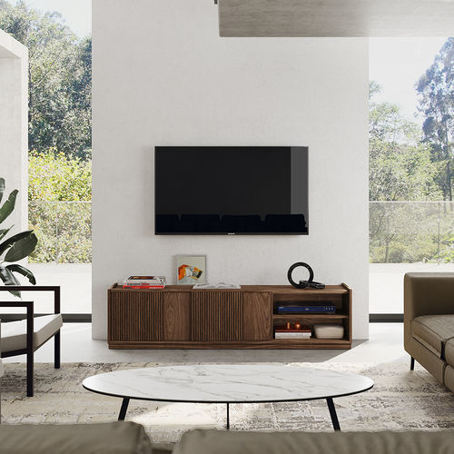 Mobile porta TV contemporaneo - Jazz - Mobenia - con ripiani / 2 porte / in MDF laccato
