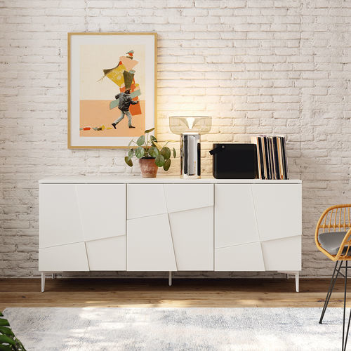 Credenza alta - Linen - Mobenia - contemporanea / in MDF laccato / in melaminico