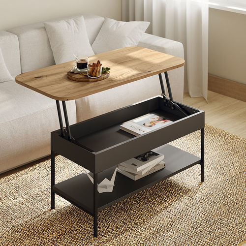 Tavolino basso contemporaneo - Up - Mobenia - in MDF laccato / in melaminico / con supporto in metallo