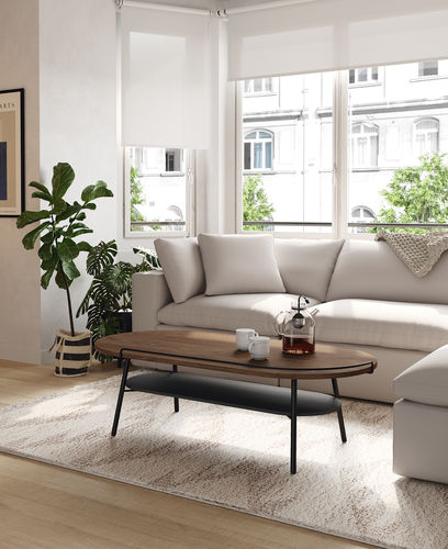 Tavolino basso contemporaneo - Fez - Mobenia - in MDF laccato / in melaminico / con supporto in metallo