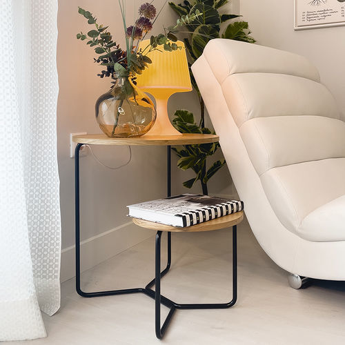 Tavolo d'appoggio contemporaneo - Loft - Mobenia - in MDF laccato / in melaminico / con supporto in metallo