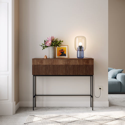 Consolle contemporanea - welcome - Mobenia - in MDF laccato / in melaminico / con supporto in metallo