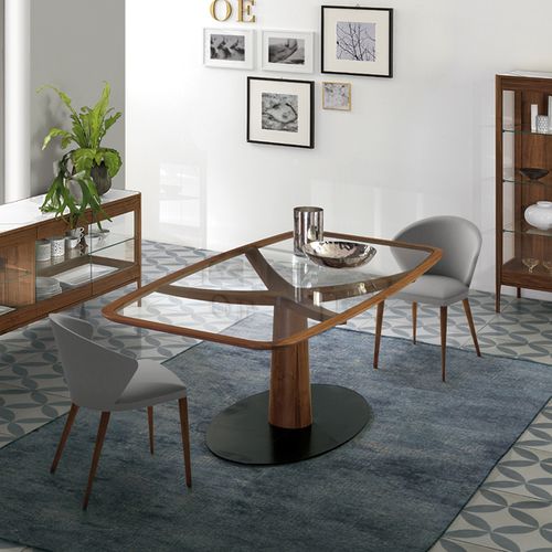 Tavolo da pranzo contemporaneo - DIAMANTE - Oliver B. Group srl - in legno massiccio / in vetro / in metallo
