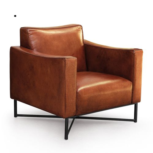Poltrona classica - ONDA - Oliver B. Group srl - in pelle / in metallo / marrone
