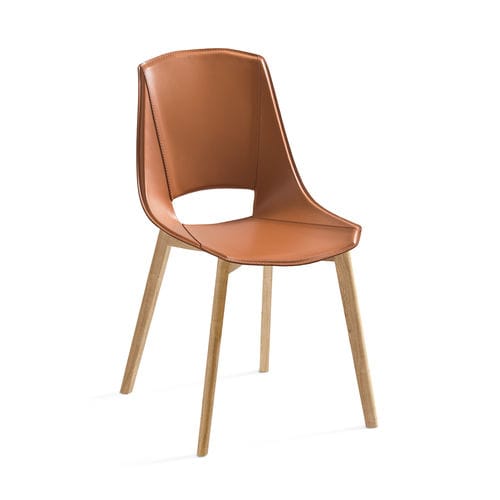 Sedia contemporanea - EVA 5 - Point srl - da interno / in legno massiccio / in pelle