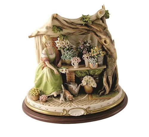 Scultura in porcellana - Flowers seller - Porcellane Principe snc - multicolore