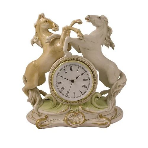 Orologio in stile - Horses - Porcellane Principe snc - da tavolo / analogico / in porcellana