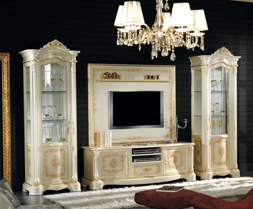 Parete attrezzata TV in stile - ART.9929 - Tarocco Vaccari Group srl - in legno laccato