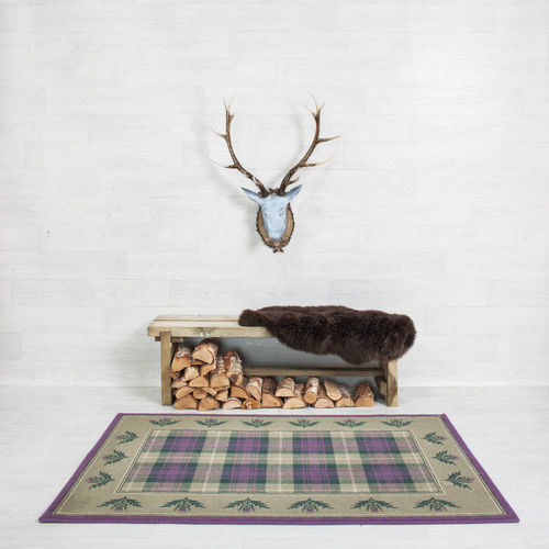 Tappeto tradizionale - HEATHER GREEN THISTLE BORDER - STEVENS AND GRAHAM - con motivo astratto / in lana / rettangolare