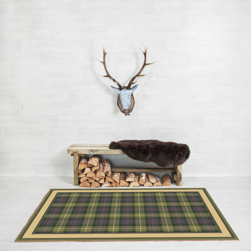Tappeto tradizionale - HEATHER GREEN TRAMLINE BORDER - STEVENS AND GRAHAM - con motivo astratto / in lana / rettangolare