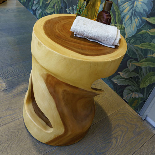 Sgabello contemporaneo - Twister  - CIPI' - in legno massiccio / con supporto in legno / con base centrale