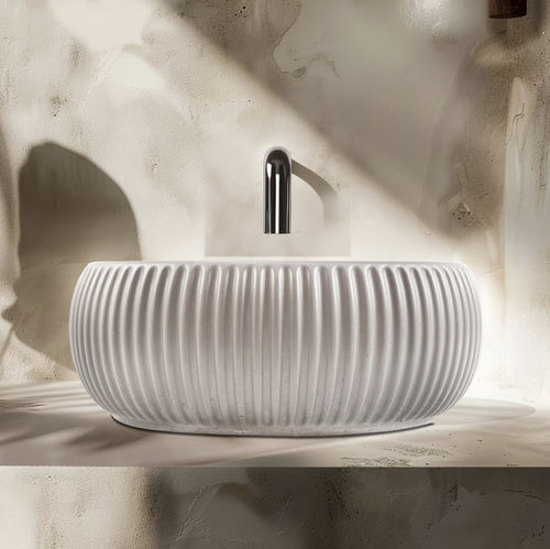 Lavabo da appoggio - Plissè  - CIPI' - in resina / in calcestruzzo / rotondo