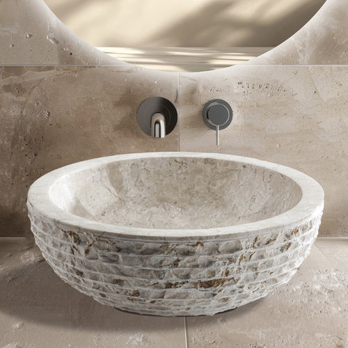 Lavabo da appoggio - Merapi  - CIPI' - in marmo / fatto a mano / rotondo