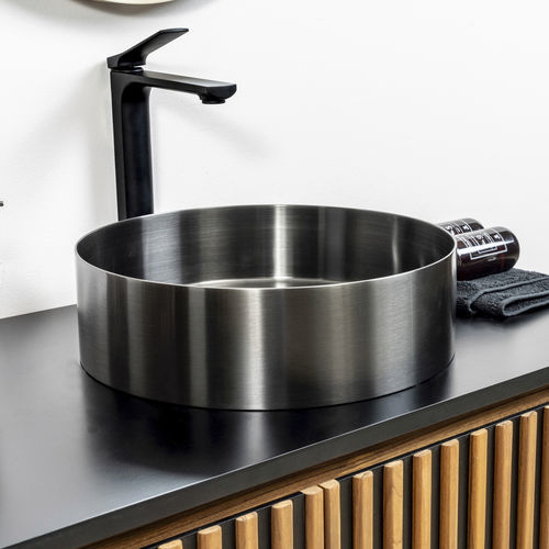 Lavabo da appoggio - Foyer  - CIPI' - in acciaio inossidabile / rotondo / senza foro