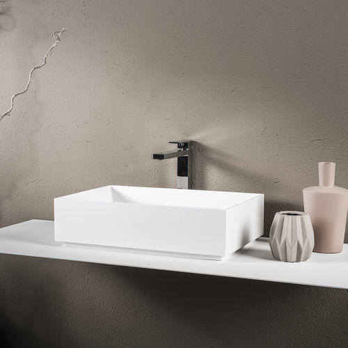 Lavabo da appoggio - BRERA - GRAZIANO RADIATORS - in acrilico / con piano integrato / rettangolare