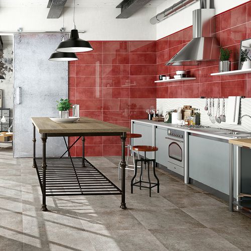 Piastrella in gres porcellanato - ROYAL RED LUX - HERBERIA - spazzolata / da interno / da parete