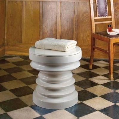 Sgabello contemporaneo - ZIG ZAG - HOM - in ceramica / con base in ceramica / con base centrale