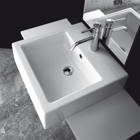 Lavabo da semincasso - QUADRO - KI & KO - in ceramica / quadrato / contemporaneo