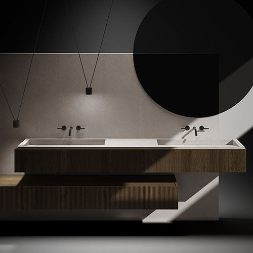 Lavabo da incasso - L.28 - LIVING CERAMICS - in porcellana / doppio / rettangolare