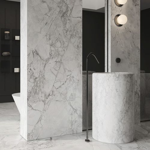 Lastra in pietra in gres porcellanato - CARRARA GREY NEW  - NABEL GROUP - per muro / per pavimento / per gradini