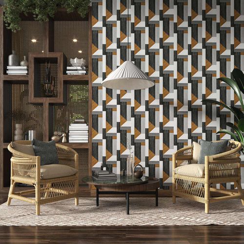 Carta da parati etnica - TARSIA - Tecnografica Italian Wallcoverings - in fibra di cellulosa / in tessuto non tessuto / in fibra di vetro